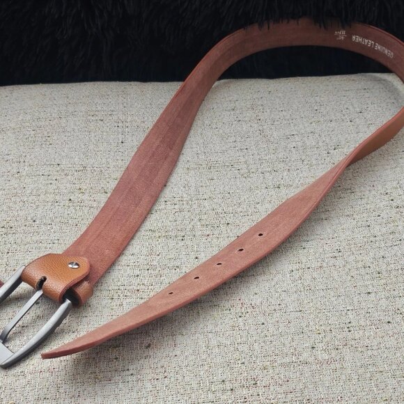 Men Handmade Belt Brown Leather Pin Buckle Waistband Belt Size 38 New With Tag - Picture 4 of 11